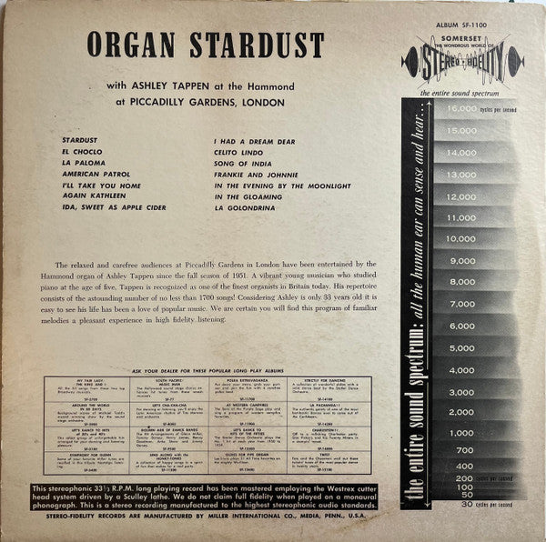 Ashley Tappen : Organ Stardust (LP,Album)