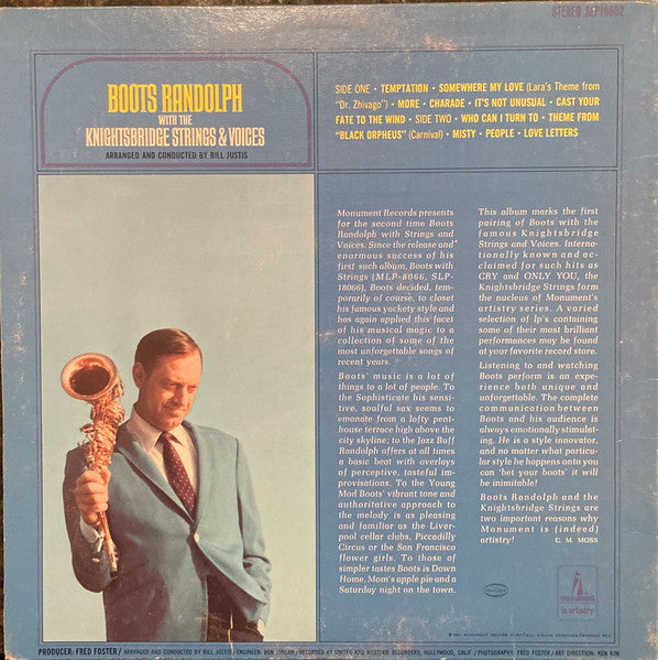 Boots Randolph with The Knightsbridge Strings : Boots Randolph With The Knightsbridge Strings & Voices (LP,Album,Stereo)