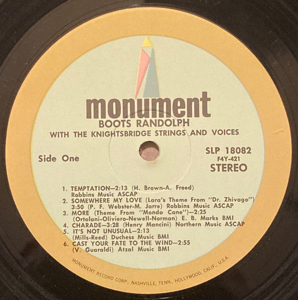 Boots Randolph with The Knightsbridge Strings : Boots Randolph With The Knightsbridge Strings & Voices (LP,Album,Stereo)