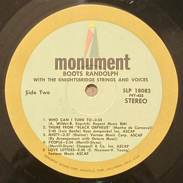 Boots Randolph with The Knightsbridge Strings : Boots Randolph With The Knightsbridge Strings & Voices (LP,Album,Stereo)