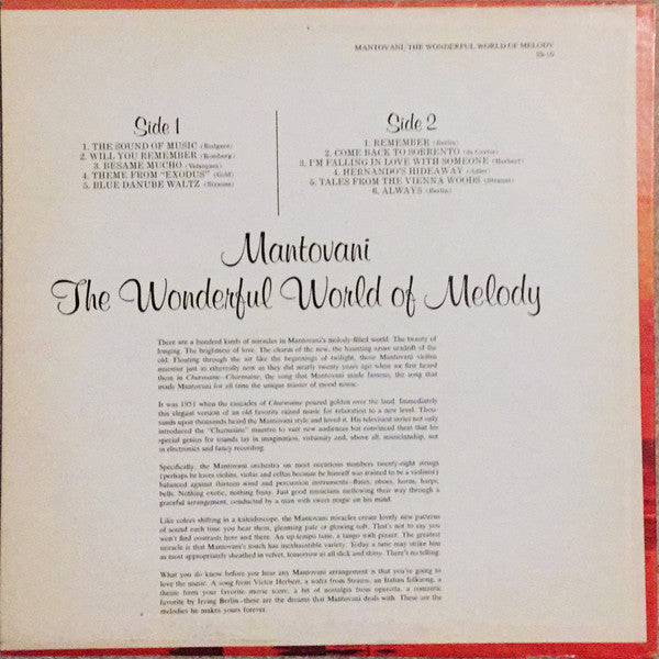 Mantovani : The Wonderful World Of Melody (LP,Stereo)