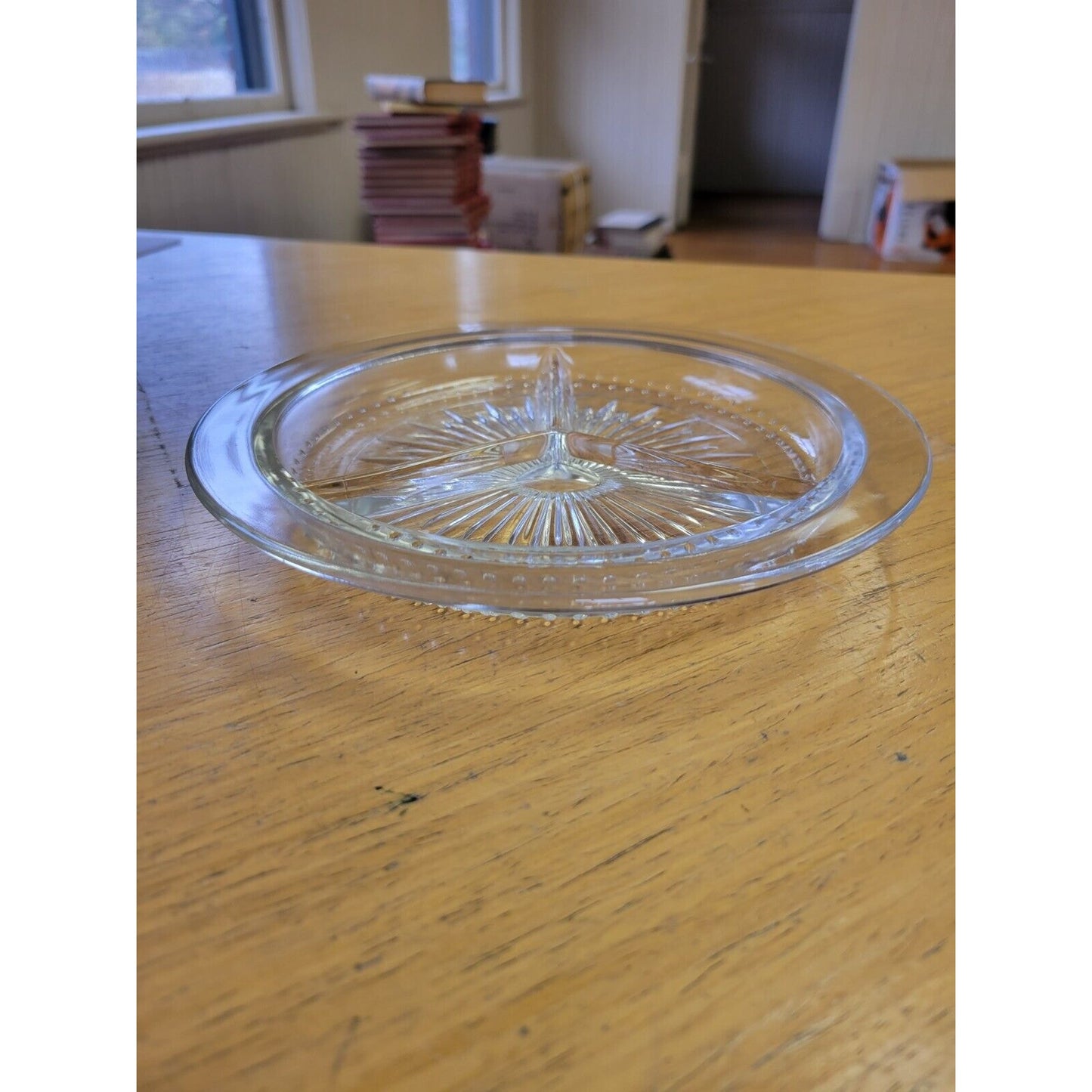 Vintage Clear Glass Three Compartment Relish Dish