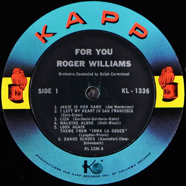 Roger Williams (2) : For You (LP,Mono)