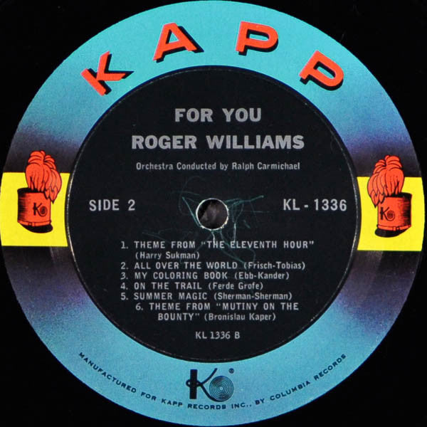 Roger Williams (2) : For You (LP,Mono)