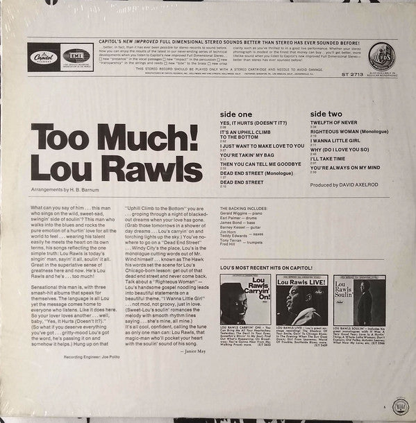 Lou Rawls : Too Much! (LP,Stereo,Album)