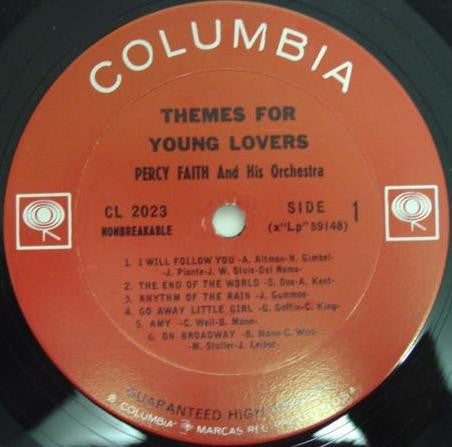 Percy Faith & His Orchestra : Themes For Young Lovers (LP,Album,Mono)