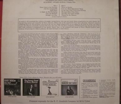 Henry Mancini And His Orchestra And The Henry Mancini Chorus : Academy Award Songs, Vol. 2 (12 Great Oscar Winners) (LP,Stereo)