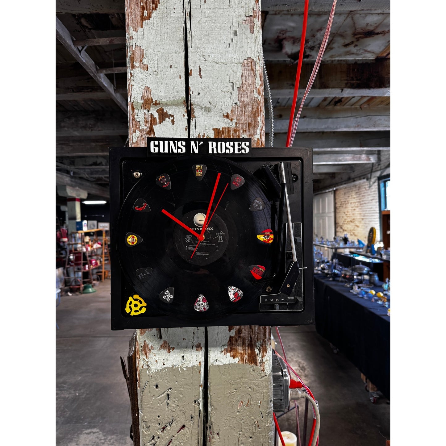 Upcycled Turntable Clock - Guns N' Roses G&R Lies Album 🎵