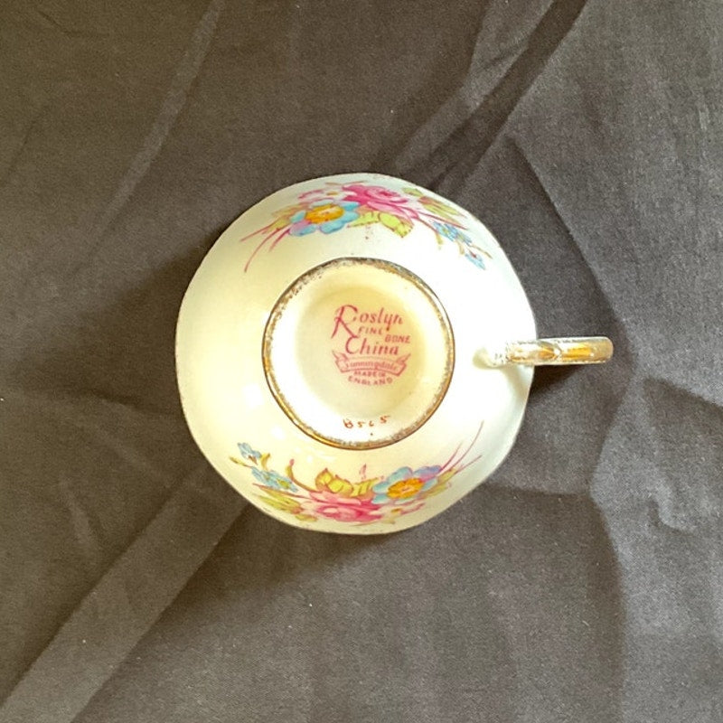 Roslyn Bone China Sunningdale Hand Painted Cups & Saucers - Set of 9 + 2 cups