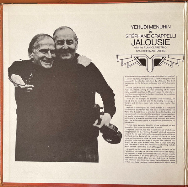 Yehudi Menuhin, Stéphane Grappelli & Alan Clare Trio : Jalousie (LP,Album,Stereo)