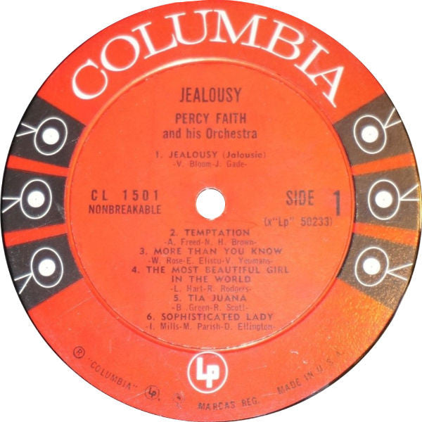 Percy Faith & His Orchestra : Jealousy (LP,Album,Mono)