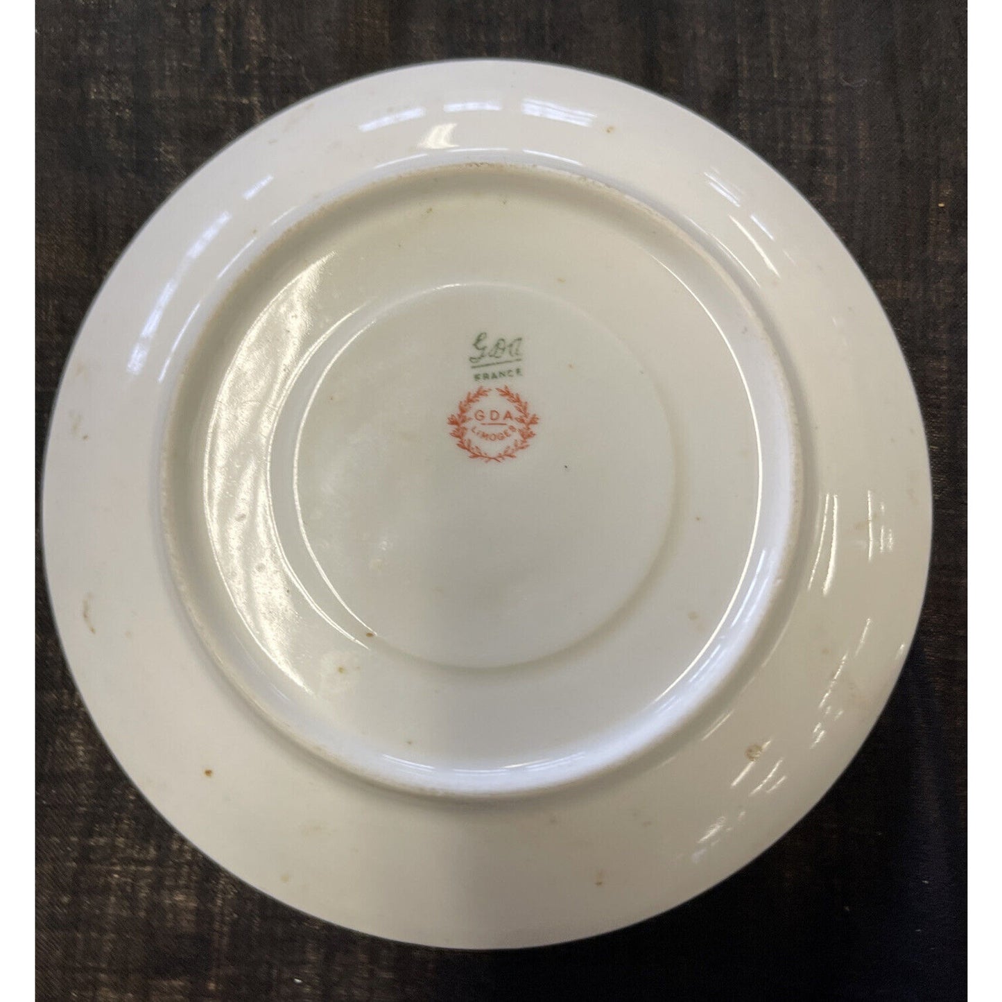 GDA Limoges Gilded w/ Ivy/Rose Pattern Cream Soup or Bullion Cup & Saucer