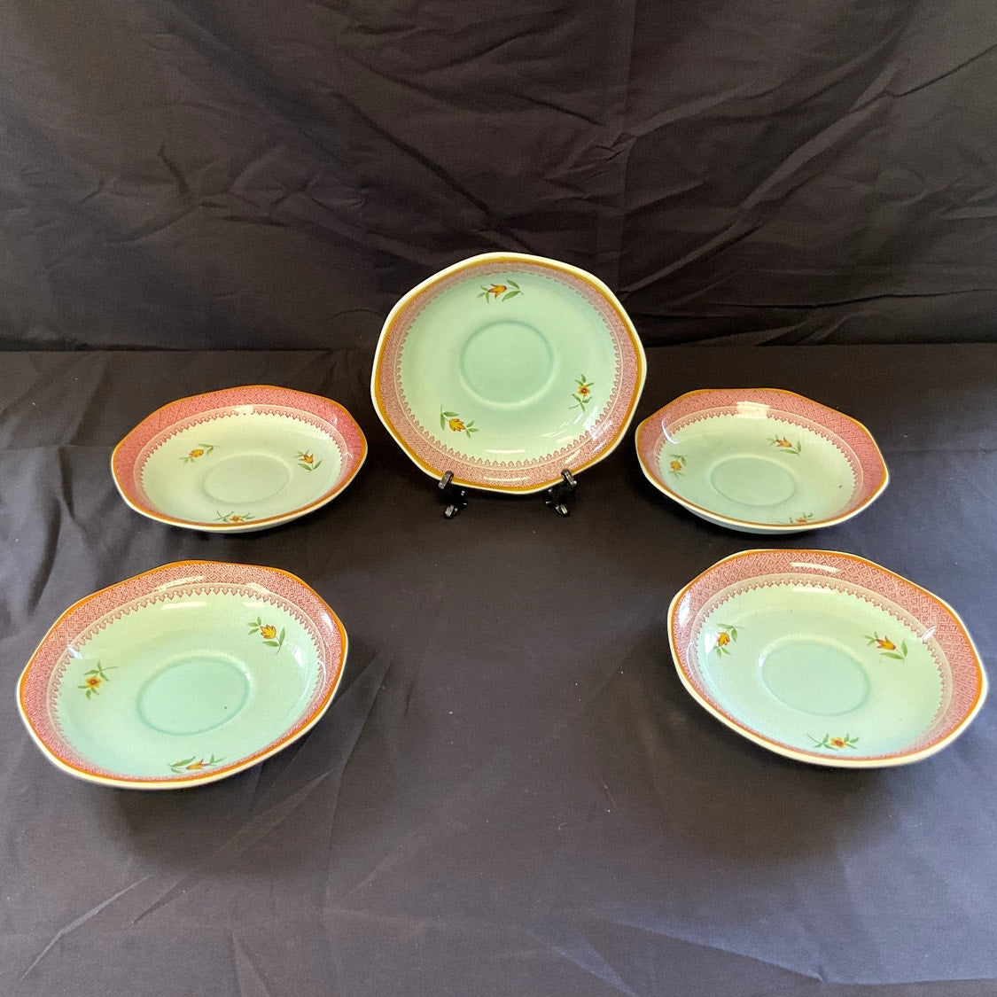 Adams Calyx Ware Lowestoft Saucers - Set of 5