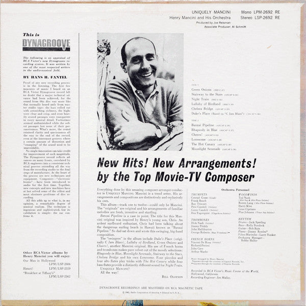 Henry Mancini And His Orchestra : Uniquely Mancini (LP,Album,Stereo)