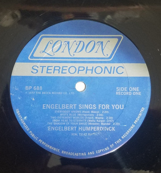 Engelbert Humperdinck : Engelbert Sings For You (LP,Compilation)
