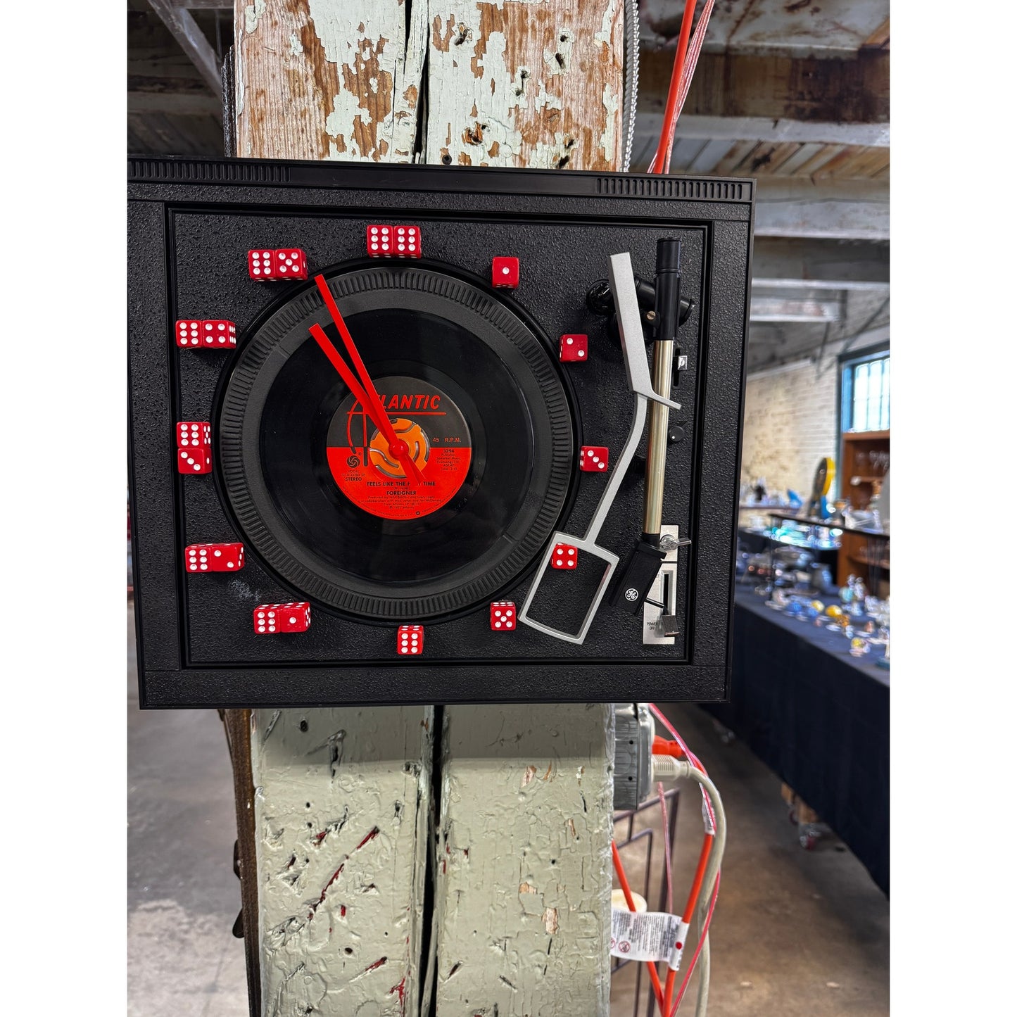 Upcycled Turntable Clock - Foreigner "Feels Like the First Time"