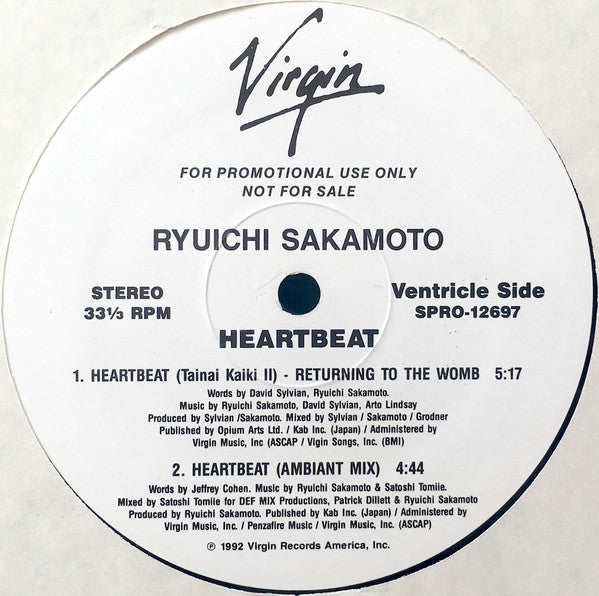 Ryuichi Sakamoto : Heartbeat (12",33 ⅓ RPM,Promo)