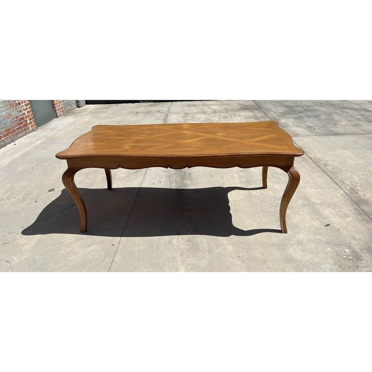 Italian Walnut Country Parquet Inlay Dining Table