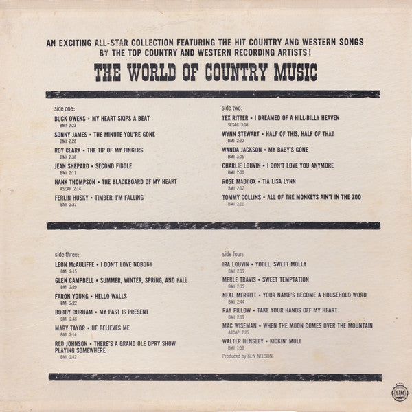 Various : The World Of Country Music (LP,Compilation,Mono)