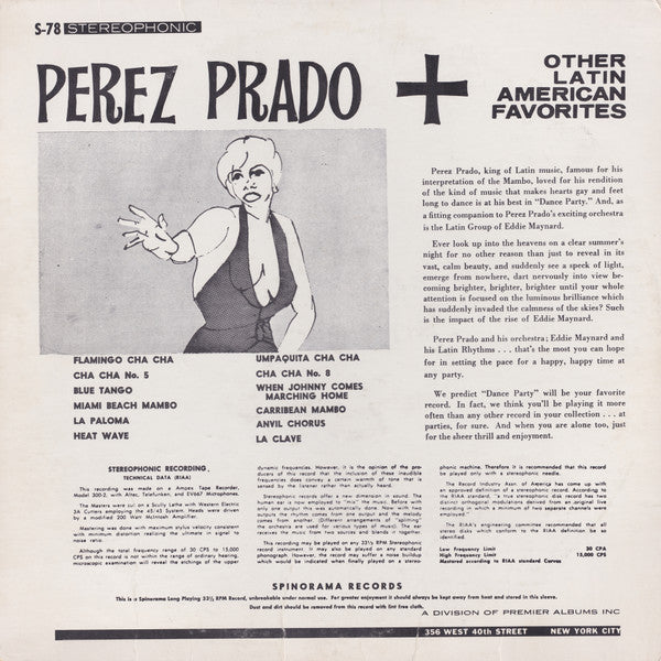 Perez Prado, Eddie Maynard And His Latin Rhythms : Dance Party (LP,Compilation,Stereo)
