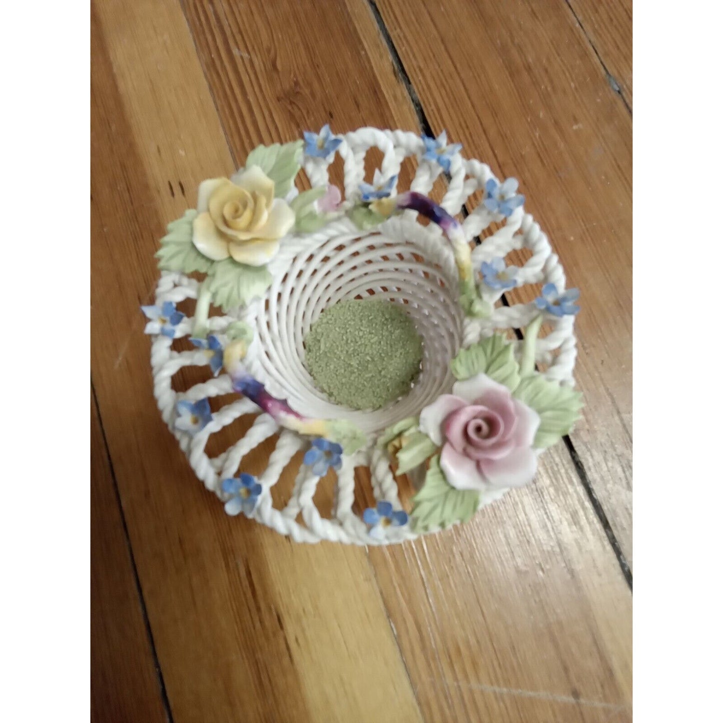 Vintage Denton China Small White Posey Basket