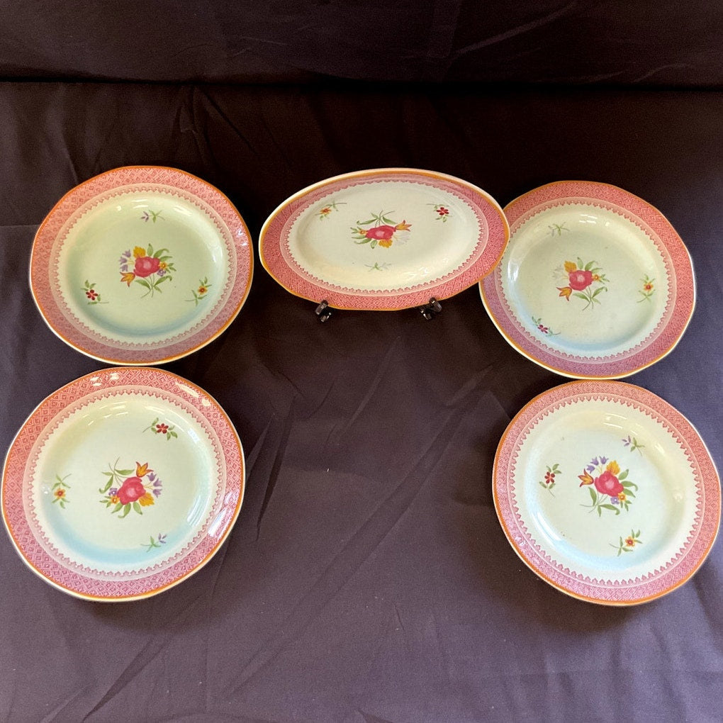 Adams Calyx Ware Lowestoft Bread & Butter Plates - Set of 5