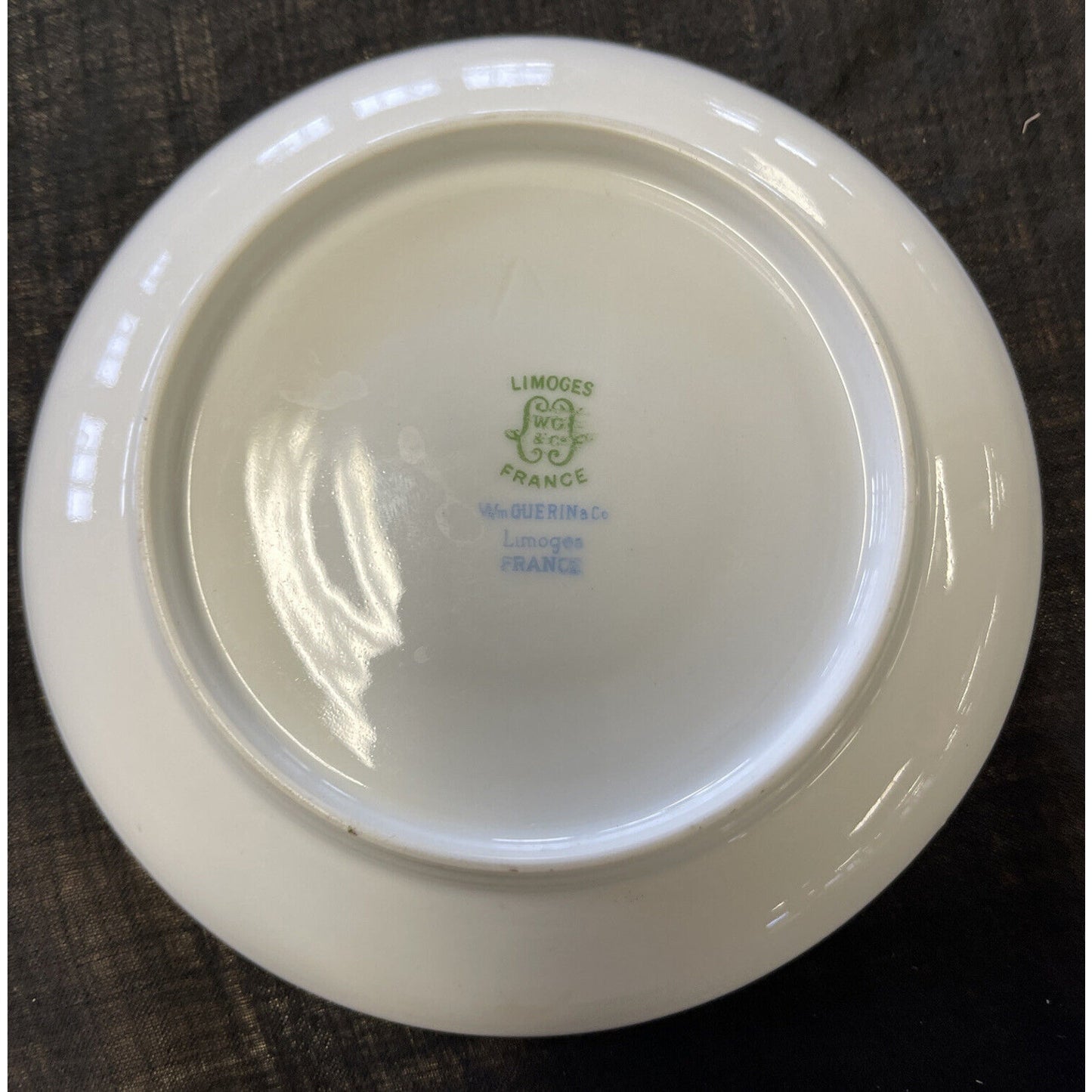 Wm Guering & Co Limoges Gilded Cream Soup or Bullion Cup & Saucer circa 1900's