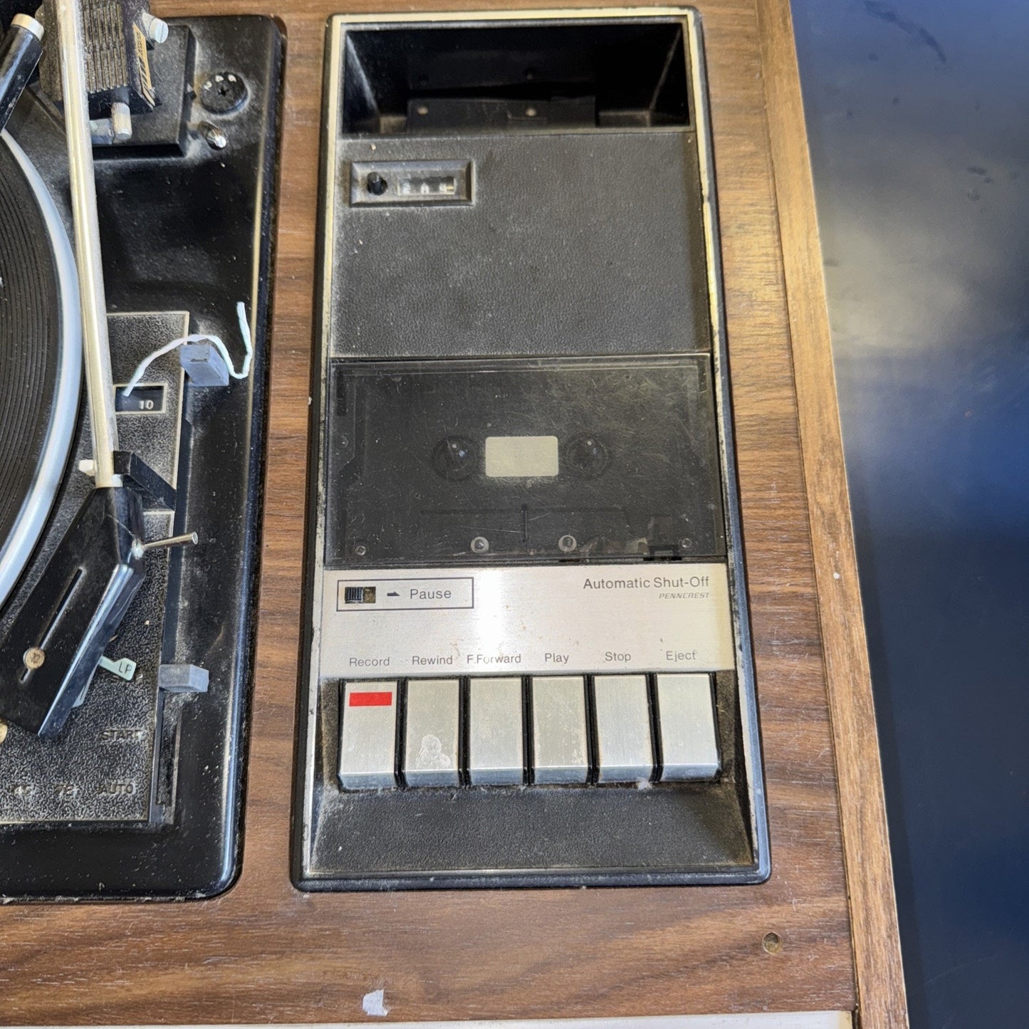 Vtg Pencrest 1981 AM/FM Record Player Cassette Tape Changer Stereo Works