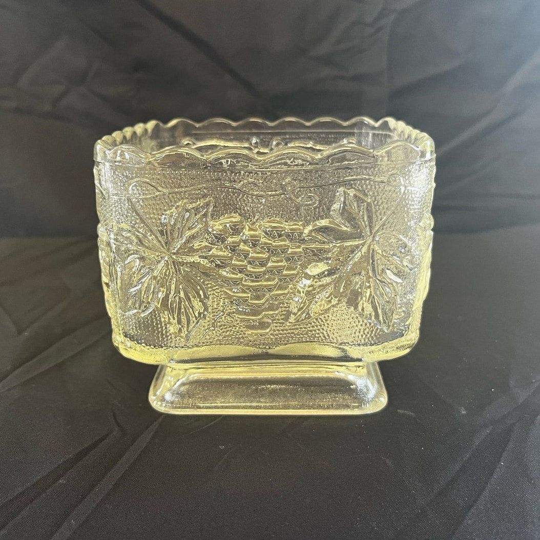 Vintage Anchor Hocking Clear Glass Footed Square Bowl
