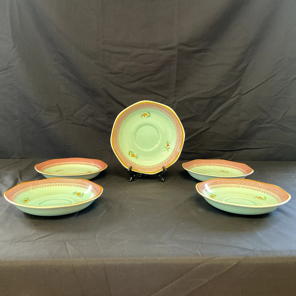 Adams Calyx Ware Lowestoft Saucers - Set of 5
