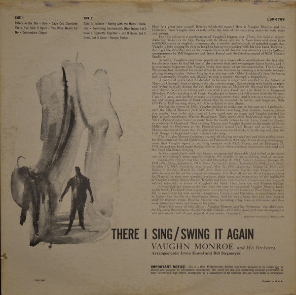 Vaughn Monroe And His Orchestra : There I Sing / Swing It Again (LP,Album,Stereo)