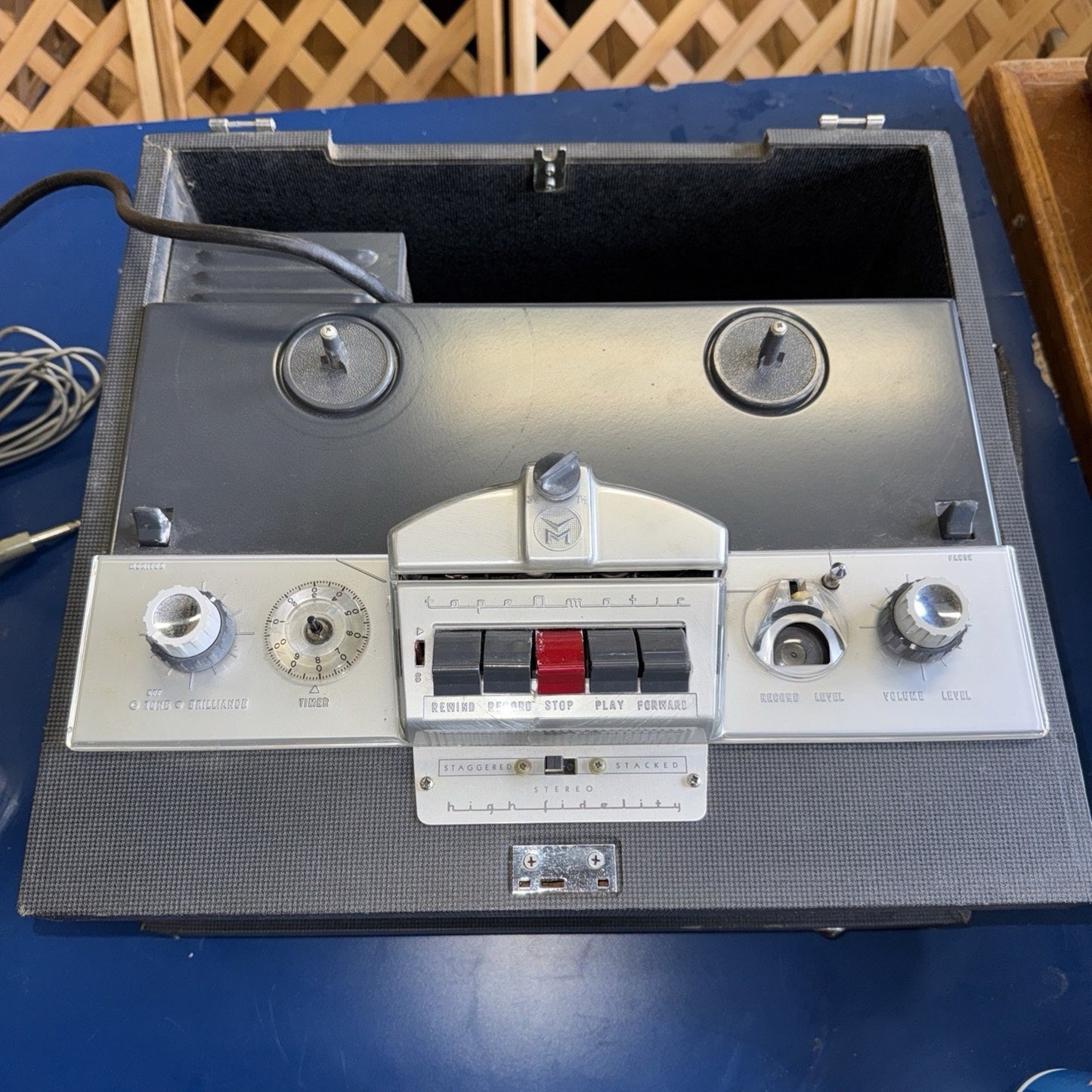 Vtg The Voice Of Music 714 Tape-O-Matic Reel-To-Reel Tape Recorder/Player W/ Mic