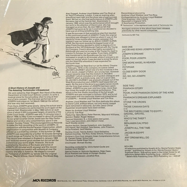 Andrew Lloyd Webber And Tim Rice : Joseph And The Amazing Technicolor Dreamcoat (LP,Album,Reissue)