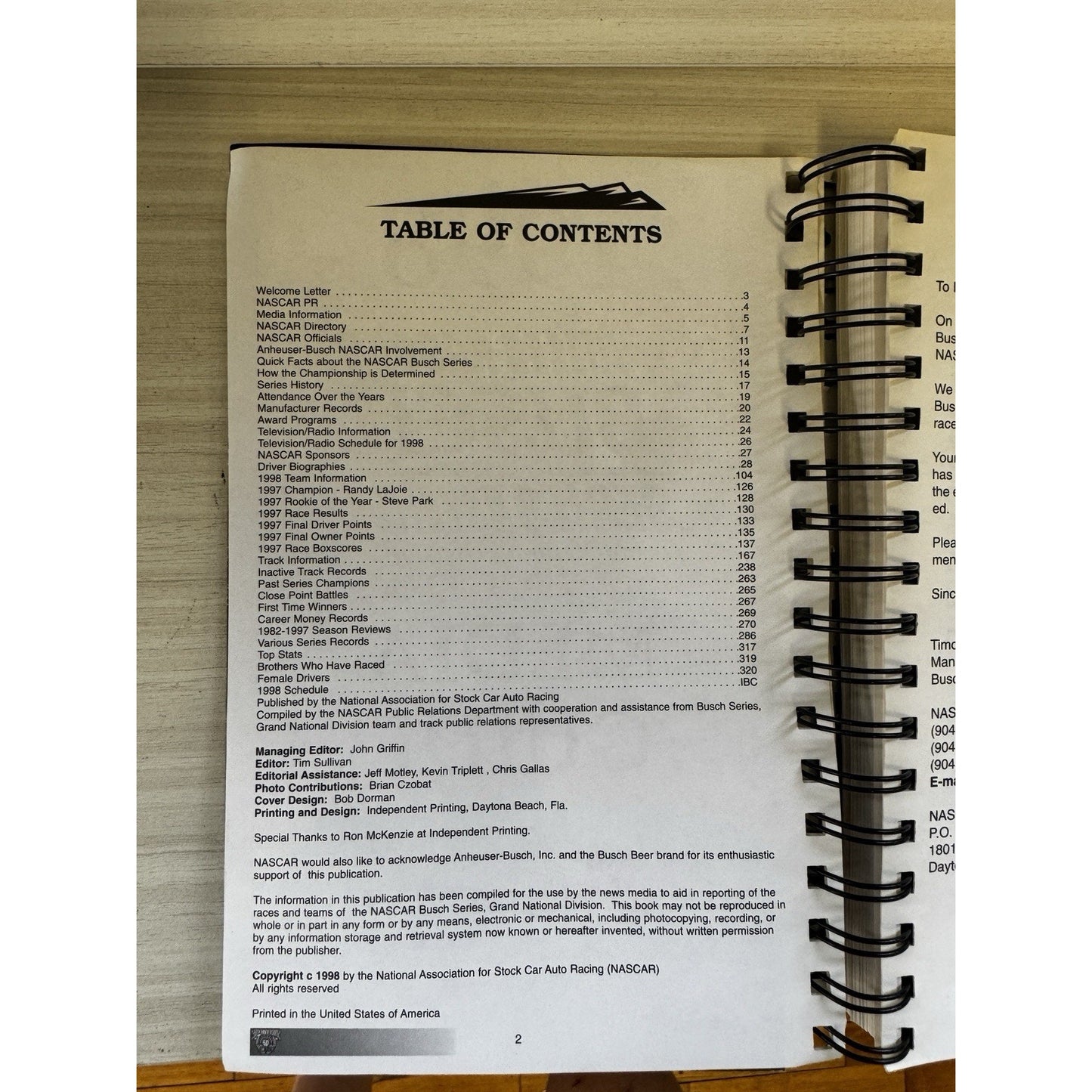 1998 NASCAR Busch Series Media Guide 50th Anniv Randy LaJoie FINA #74 RARE