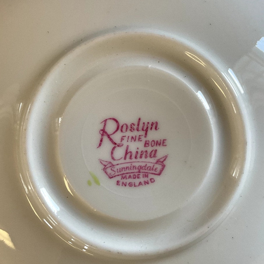 Roslyn Bone China Sunningdale Hand Painted Cups & Saucers - Set of 9 + 2 cups