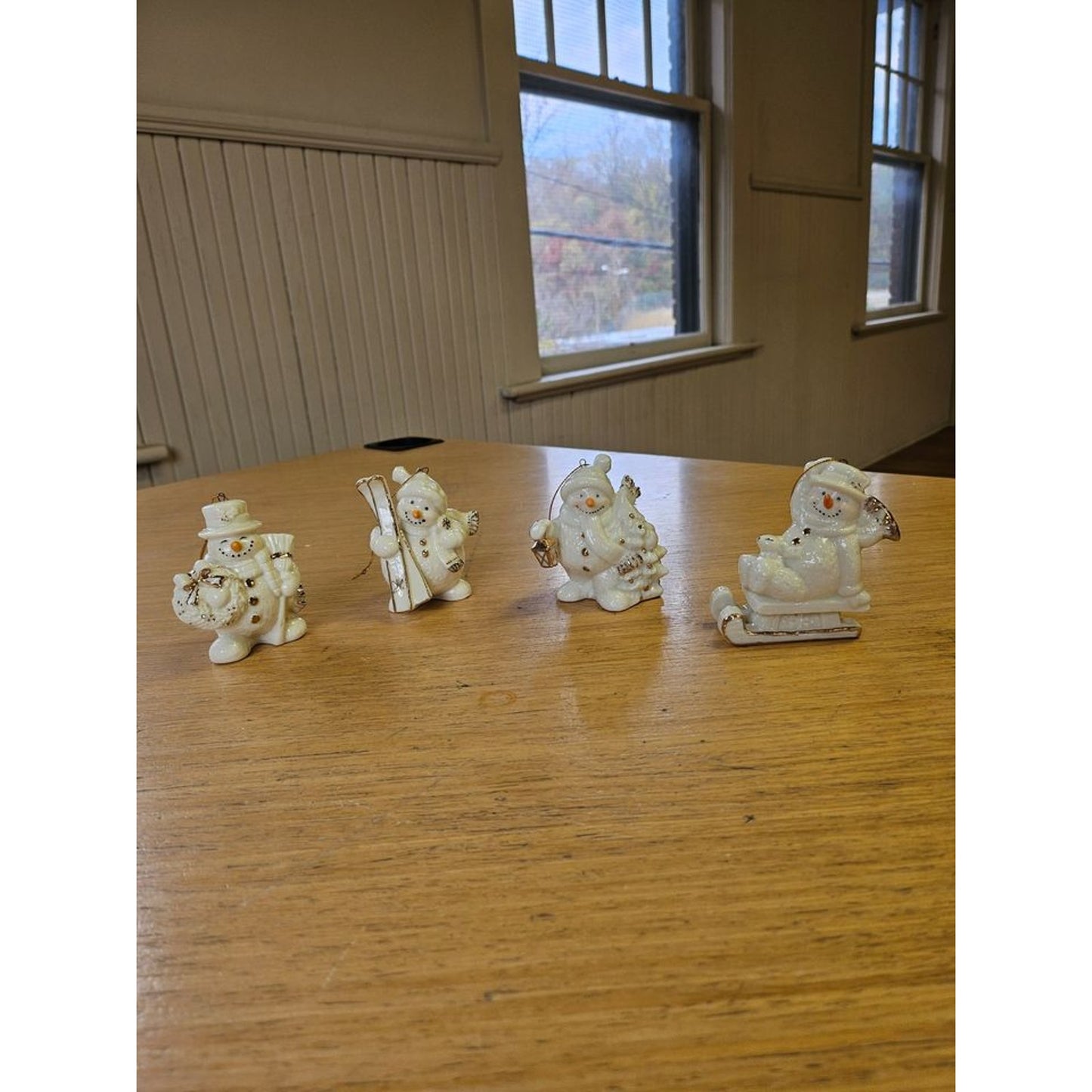 Jade Porcelain Snowman Ornaments Set of Four