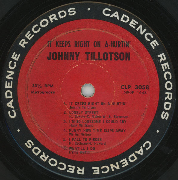 Johnny Tillotson : It Keeps Right On A-Hurtin (LP,Album,Mono)