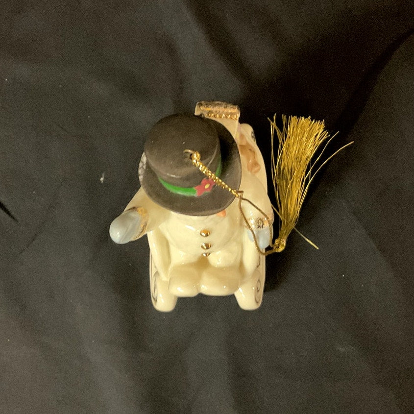 1999 Lenox Snowman in Sleigh Ornament