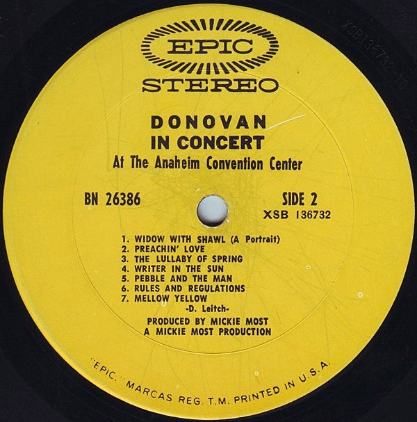Donovan : Donovan In Concert (LP,Album,Stereo)