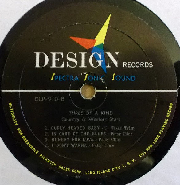 Webb Pierce / T. Texas Tyler / Patsy Cline : Three Of A Kind (3 Top Stars Of Country & Western) (LP,Compilation)