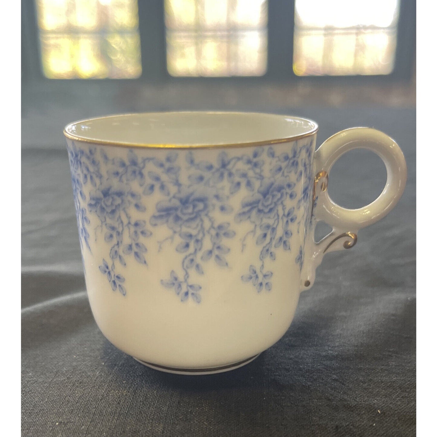 Royal Worcester Blue Floral with Gold Trim Demitasse Cup and Saucer circa 1893