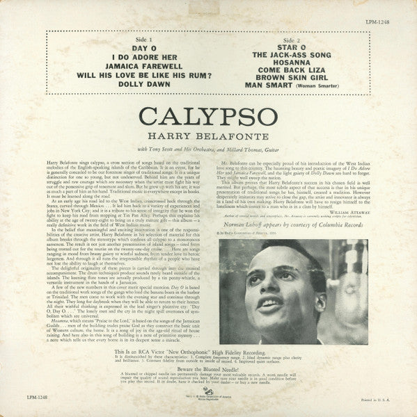 Harry Belafonte : Calypso (LP,Album,Mono)