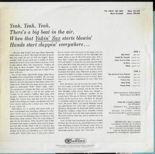 Boots Randolph : The Yakin' Sax Man (LP,Album,Stereo)