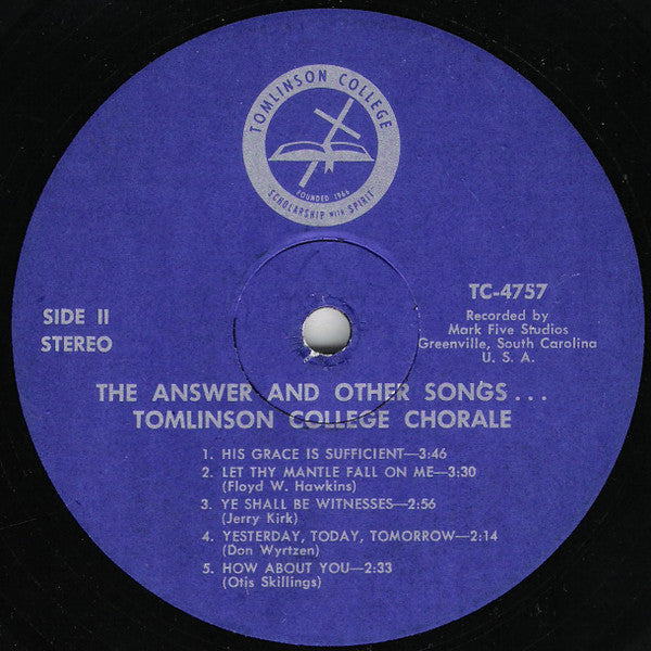 Tomlinson College Chorale : The Answer And Other Songs (LP)
