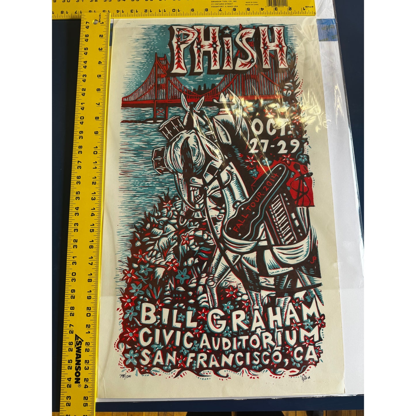 Phish Tour Poster – Pollock – Billy Graham Auditorium SF – Oct 27–29, 2014 – 25x14