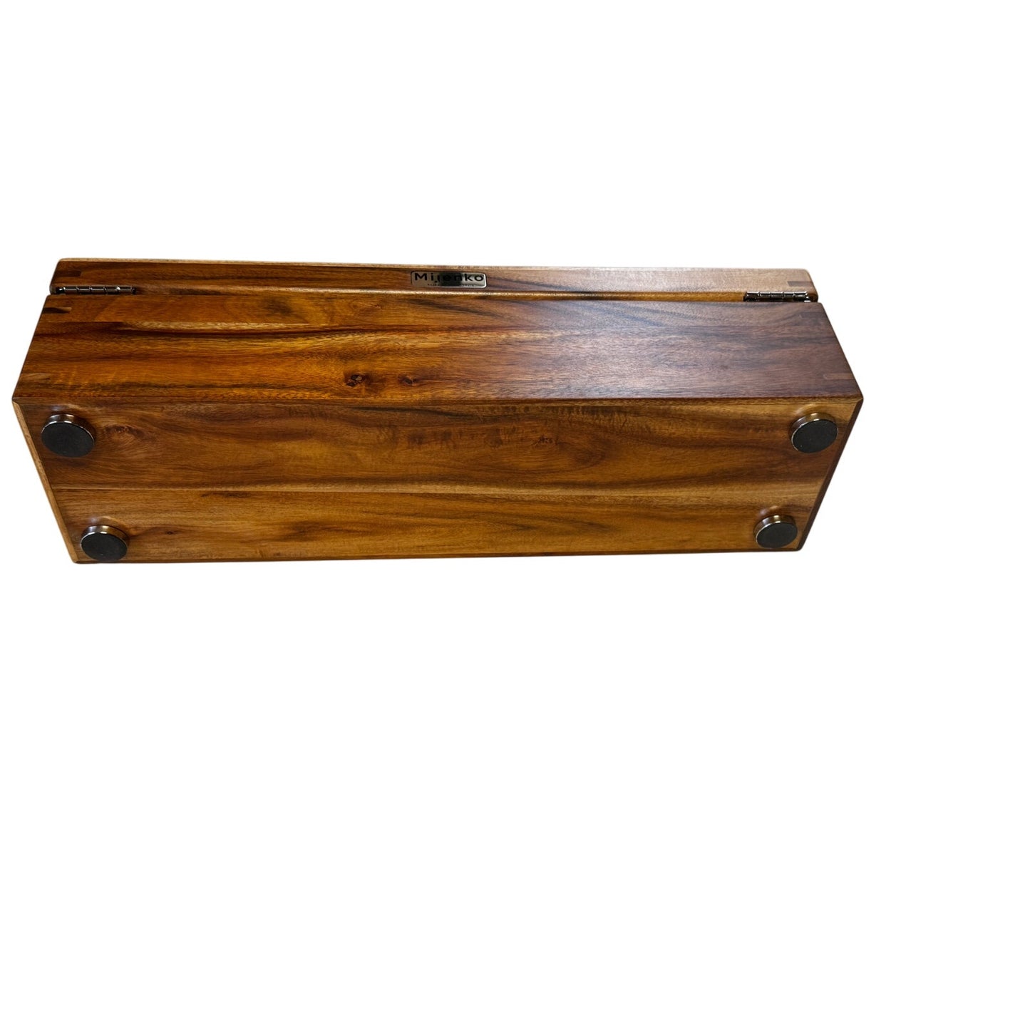 Mijenko Acacia Wood 4 Compartment Tea Chest-Glass Lid-Silver Accents🎁Gift-Ready