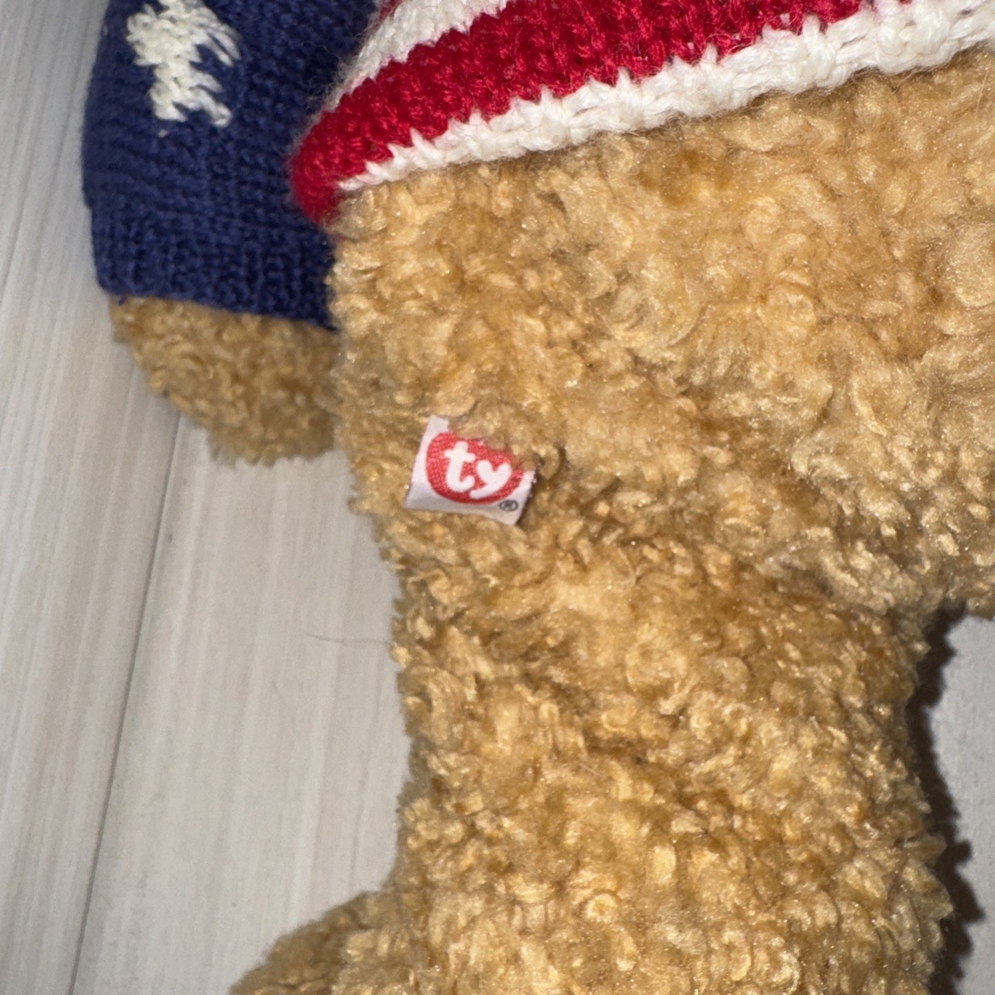 TY Teddy Bear 24" VTG 1991 Stars & Stripes Forever Curly Plush USA Patriotic