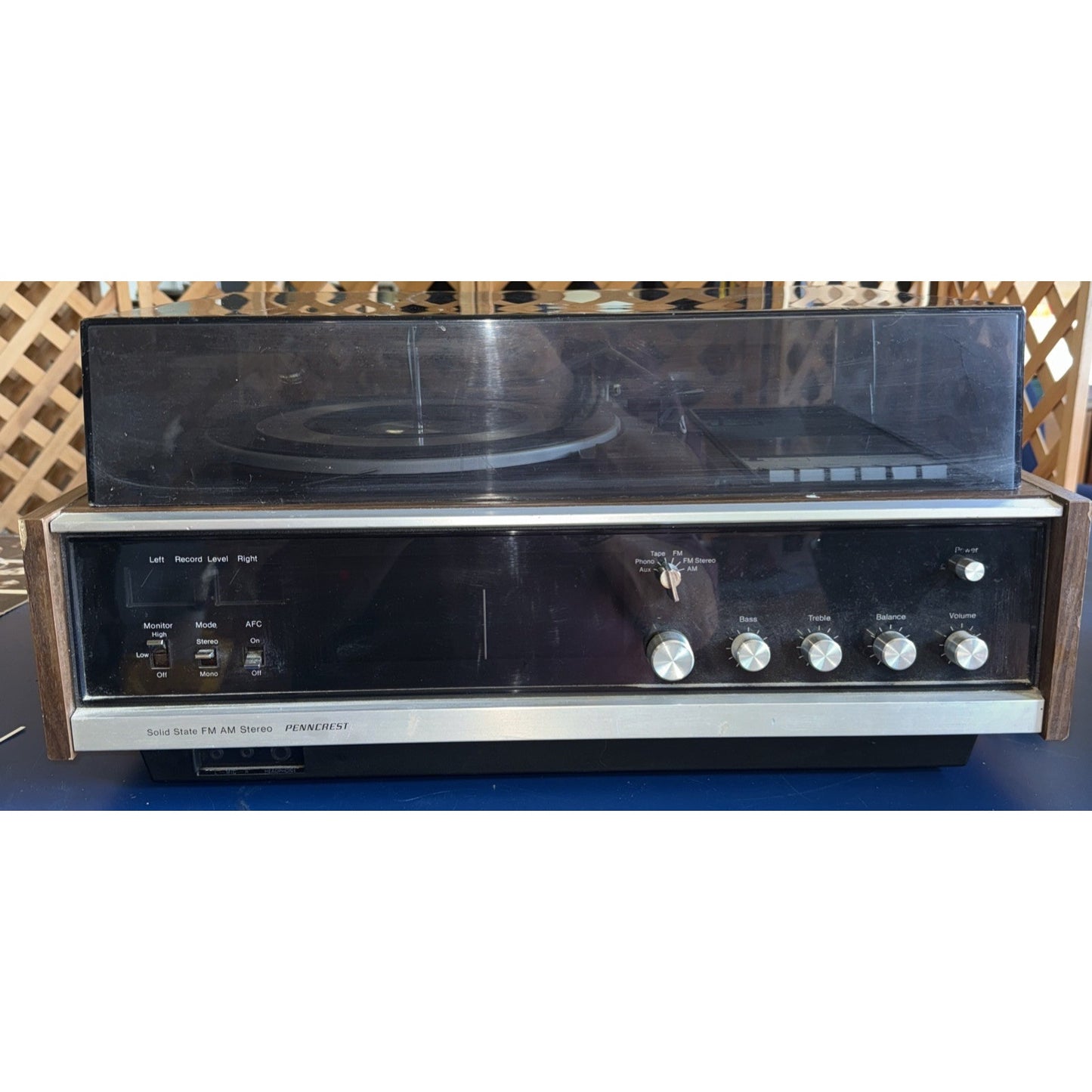 Vtg Pencrest 1981 AM/FM Record Player Cassette Tape Changer Stereo Works