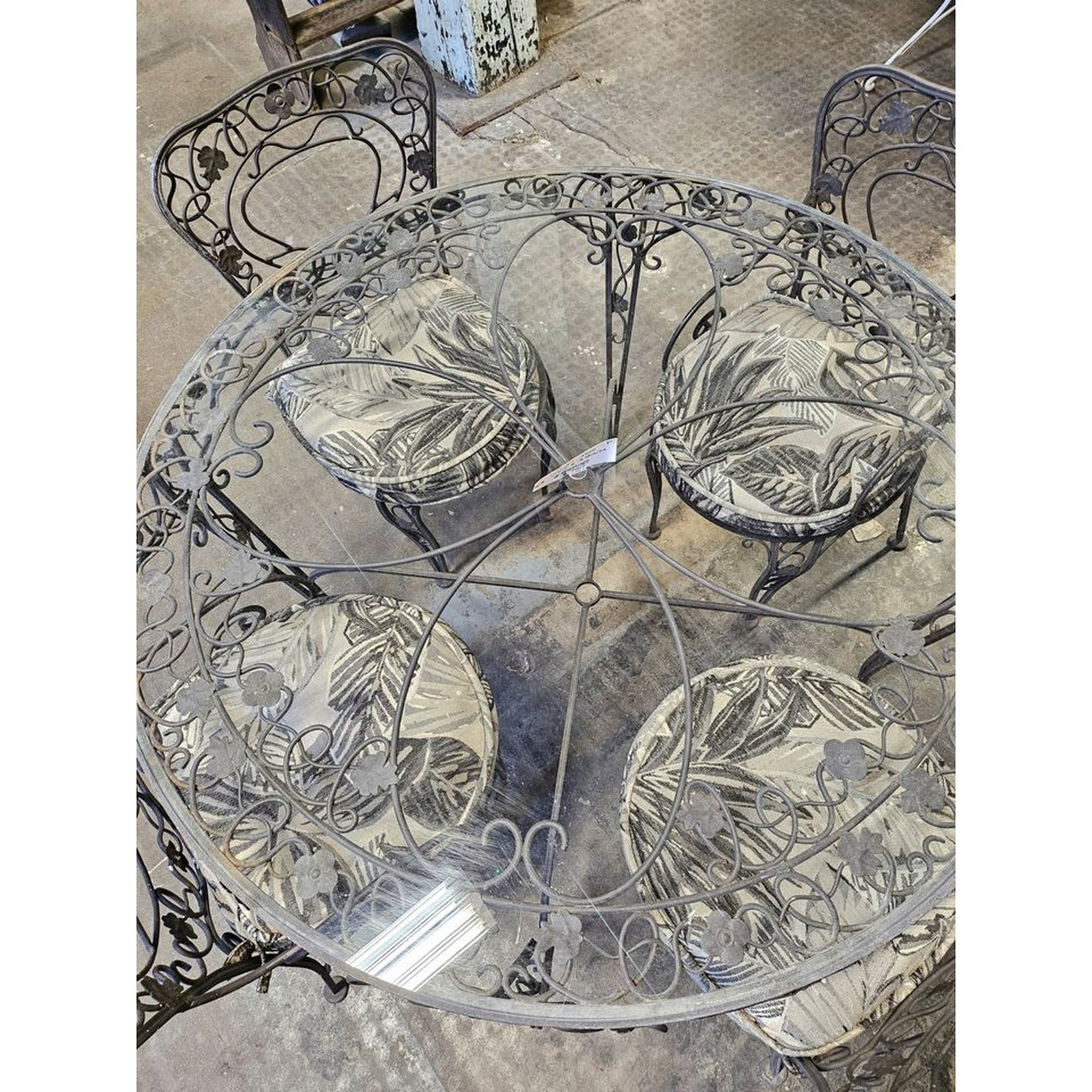 Vintage Wrought Iron Outdoor Table and Chair Set