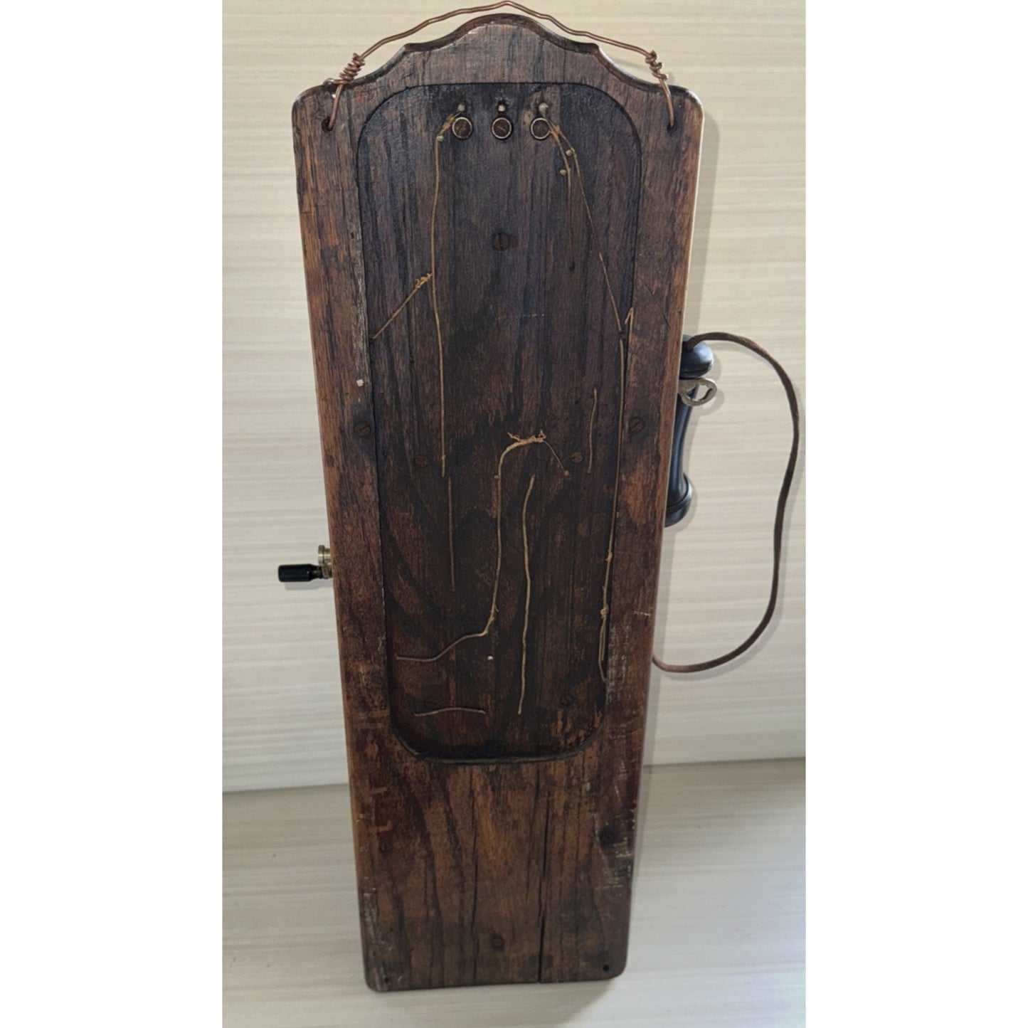 Antique 1906 Oak American Electric Wall Telephone 5 Magnet Crank Works